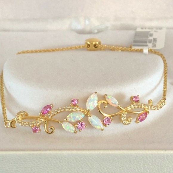 Bolo Bracelet 18k Gold Gemstone Filigree $150 - Picture 1 of 8